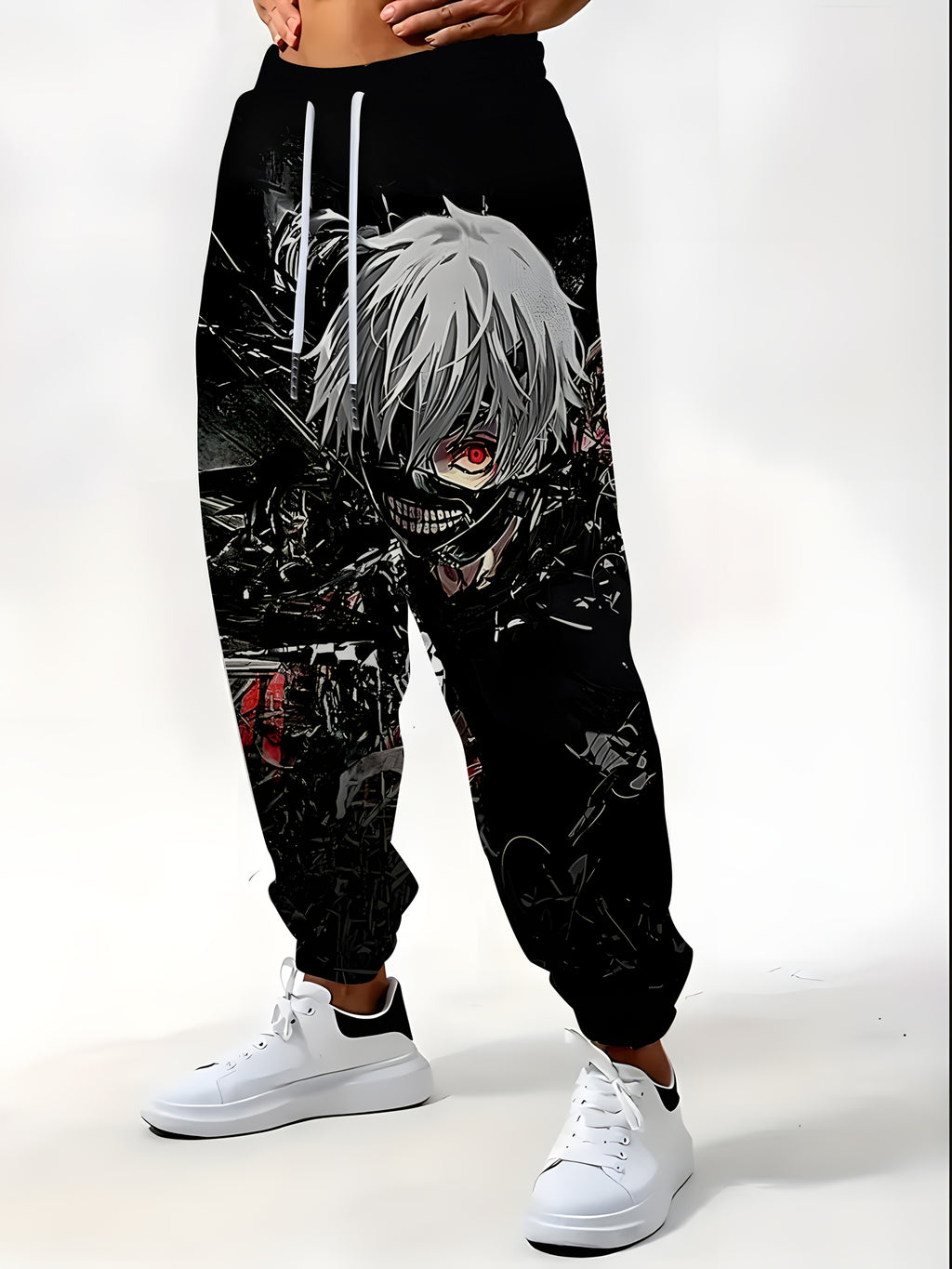 Men's 3D graphic jogger pants with cartoon design. Casual fit, drawstring waist, machine washable—perfect for streetwear, gym, or daily wear.