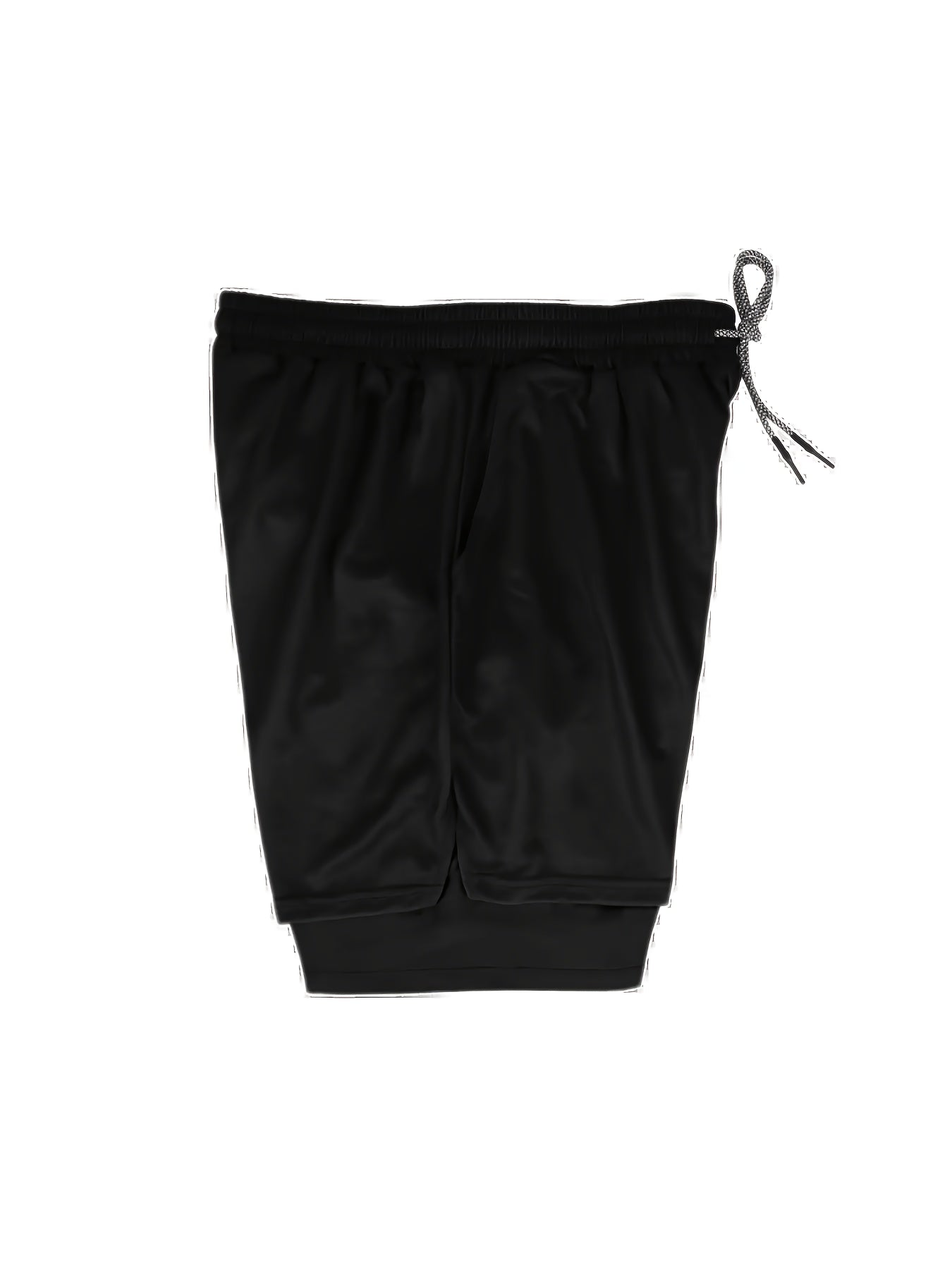 Pink anime-inspired 2-in-1 men's shorts with floral design and a black inner layer, featuring a drawstring waist.