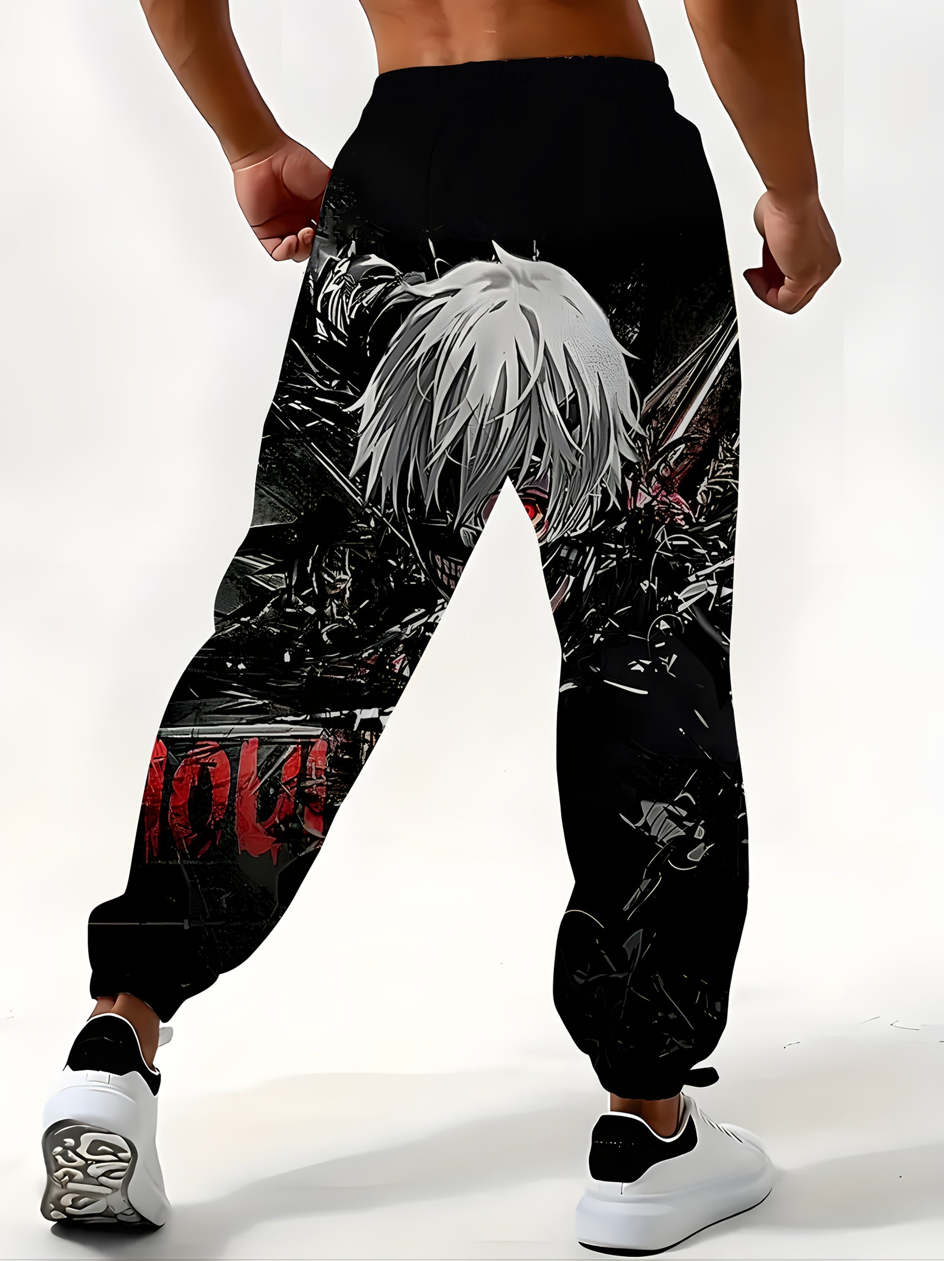 Men's 3D graphic jogger pants with cartoon design. Casual fit, drawstring waist, machine washable—perfect for streetwear, gym, or daily wear.