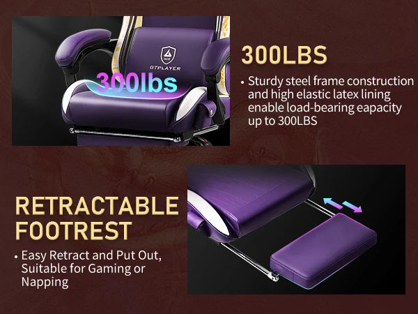 GTPLAYER Gaming Chair with Bluetooth Speakers, Footrest & Ergonomic Design, Dragon Series Video Game & Office Chair