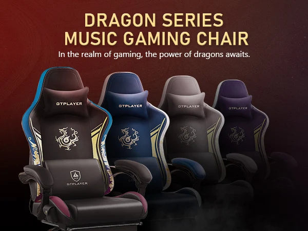 GTPLAYER Gaming Chair with Bluetooth Speakers, Footrest & Ergonomic Design, Dragon Series Video Game & Office Chair
