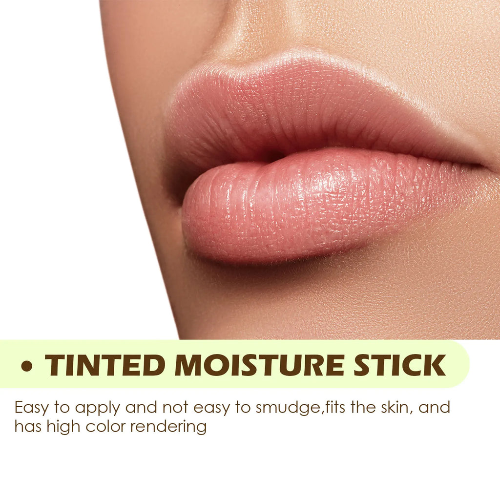 On-the-Go Blush Tinted Moisture Stick, showcasing before and after results on eyes and cheeks.