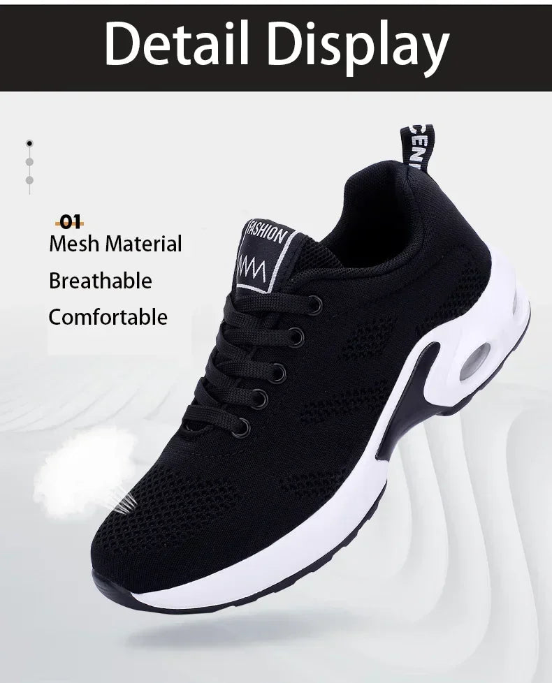 Black anime and more summer women's sneakers with air cushion design, perfect for sports and casual wear.