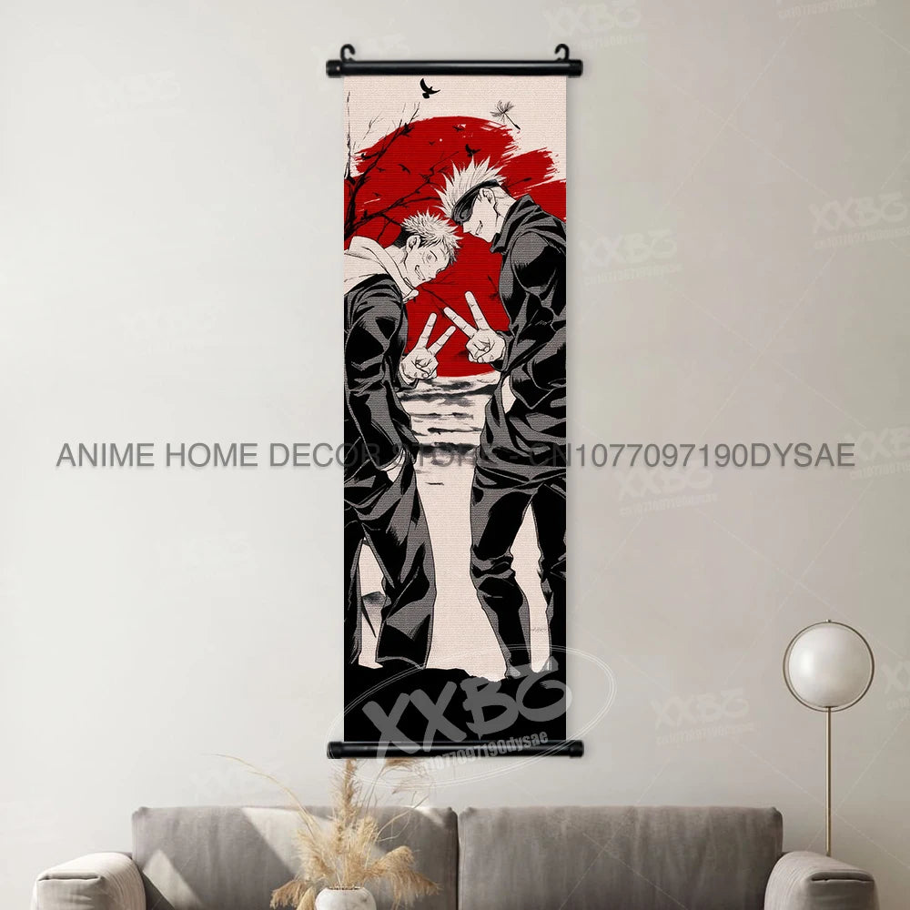 Jujutsu Kaisen Posters Gojo Satoru Canvas Scrolls Picture Panda Home Decoration Wall Artwork Fushiguro Megumi Hanging Painting
