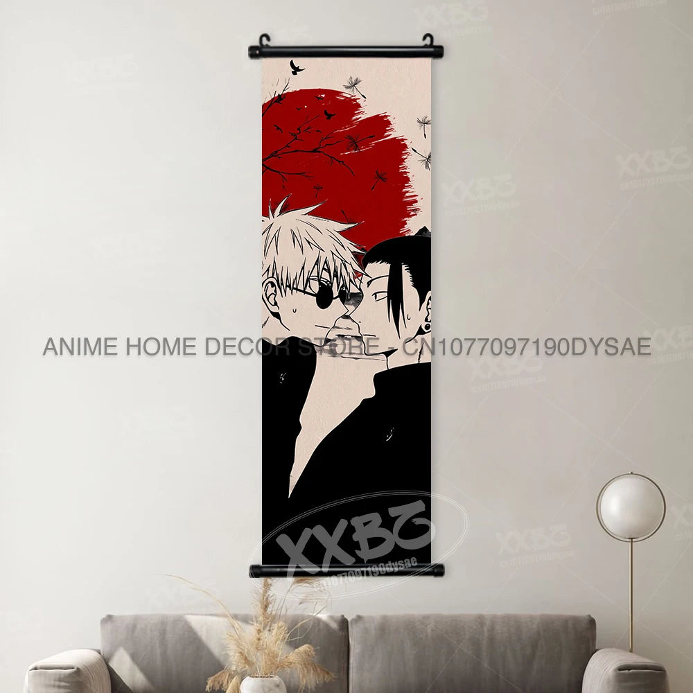 Jujutsu Kaisen Posters Gojo Satoru Canvas Scrolls Picture Panda Home Decoration Wall Artwork Fushiguro Megumi Hanging Painting