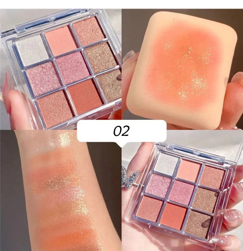 9 Colors Chocolate Eye Shadow Palette Pearly Matte Earth Color Eyeshadow Pallete Shiny Sequins Eye Pigments Lasting Makeup