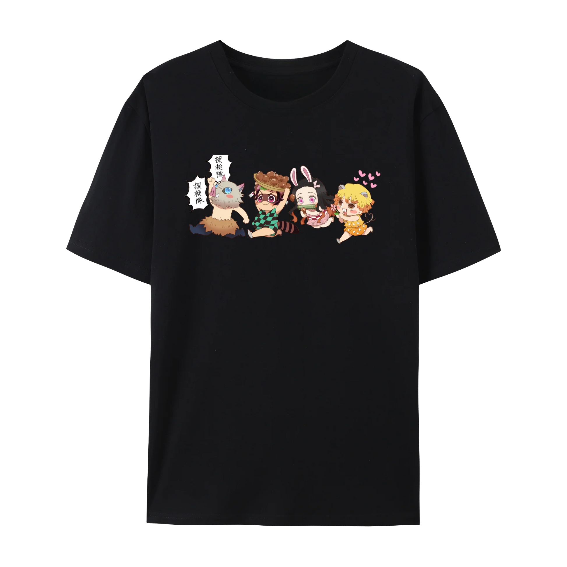 Demon Japanese Anime Slayer Unisex Short Sleeve Crewneck Shirt,Tanjiro & Nezuko Graphic Cotton T-Shirt