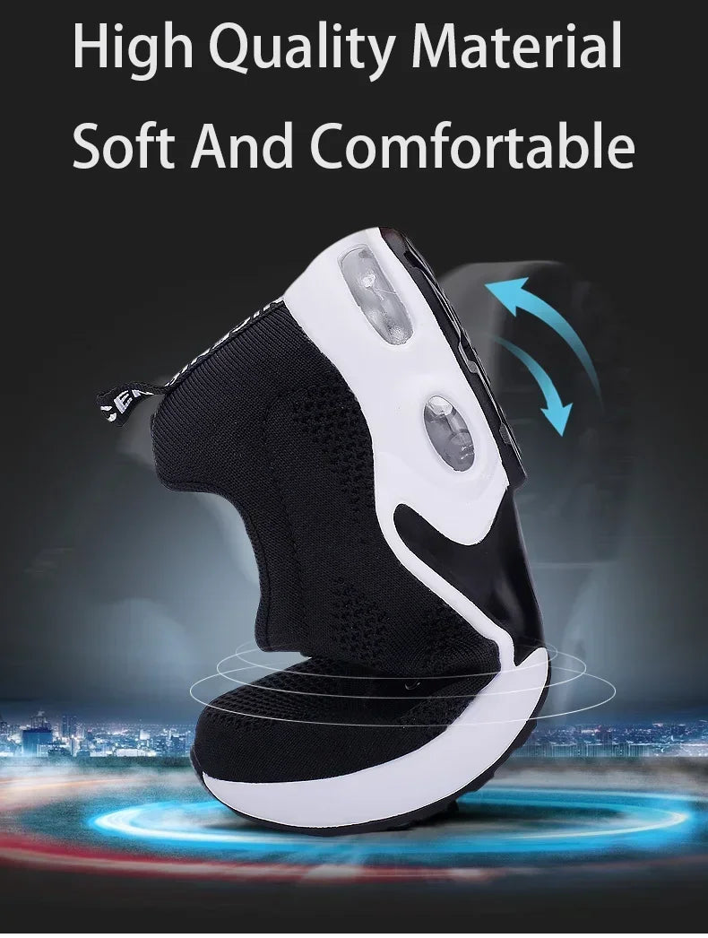 Black anime and more summer women's sneakers with air cushion design, perfect for sports and casual wear.