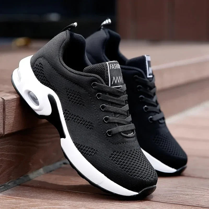 Black anime and more summer women's sneakers with air cushion design, perfect for sports and casual wear.
