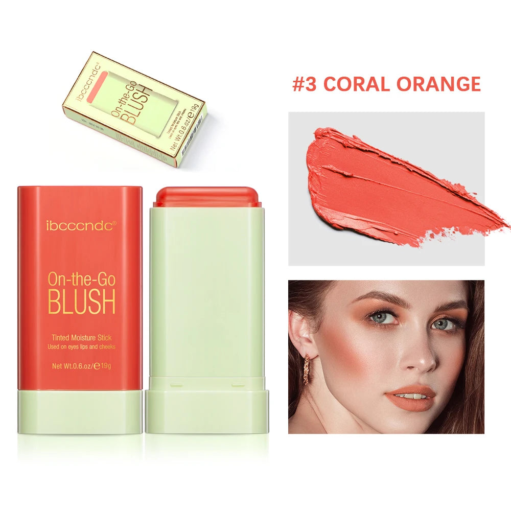 Colorful packaging of On-the-Go Blush by ibccandc, featuring tinted moisturizer sticks in various shades.
