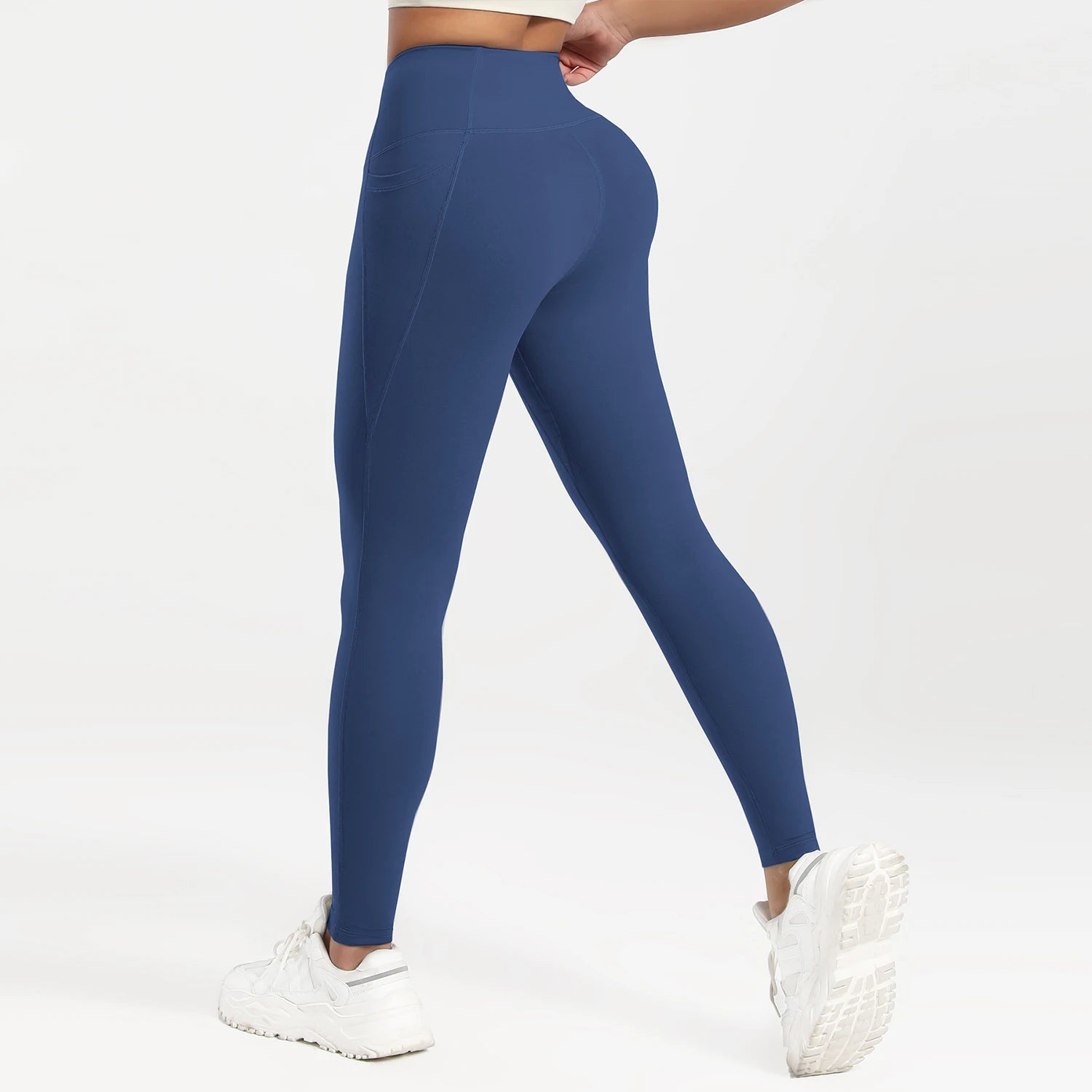 Pockets Gym Yoga Leggings Women Pure Color Casual Outdoors High Waist Skinny Leggings Of Women Running Pants