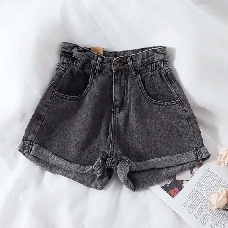 PTKPCC New Summer Korean Retro High-waist Loose  Jeans Shorts Women Versatile Edge Casual Hot Pants Women Clothing Jeans PTKPCC