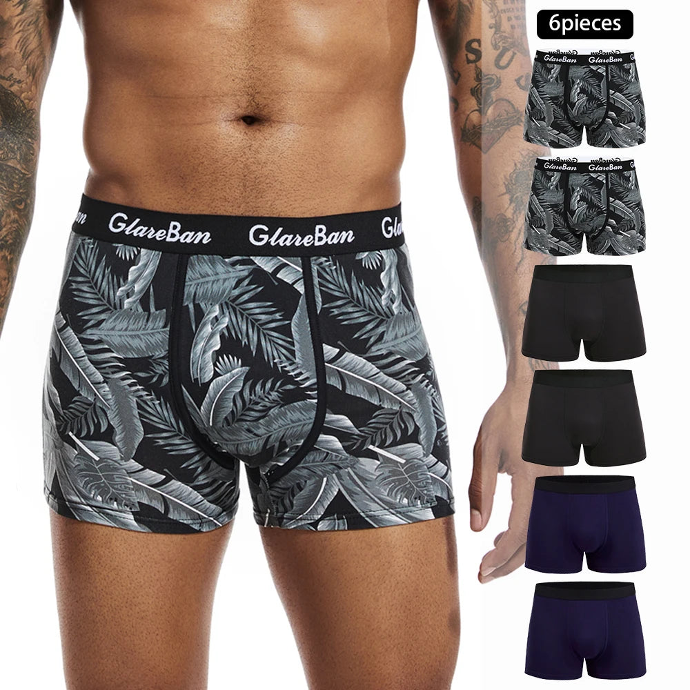 6pcs Pack Boxer Shorts Men Brand Fashion Style Panties Underwear for Man And Underpants Homme Luxury Set Box Slips Briefs Male