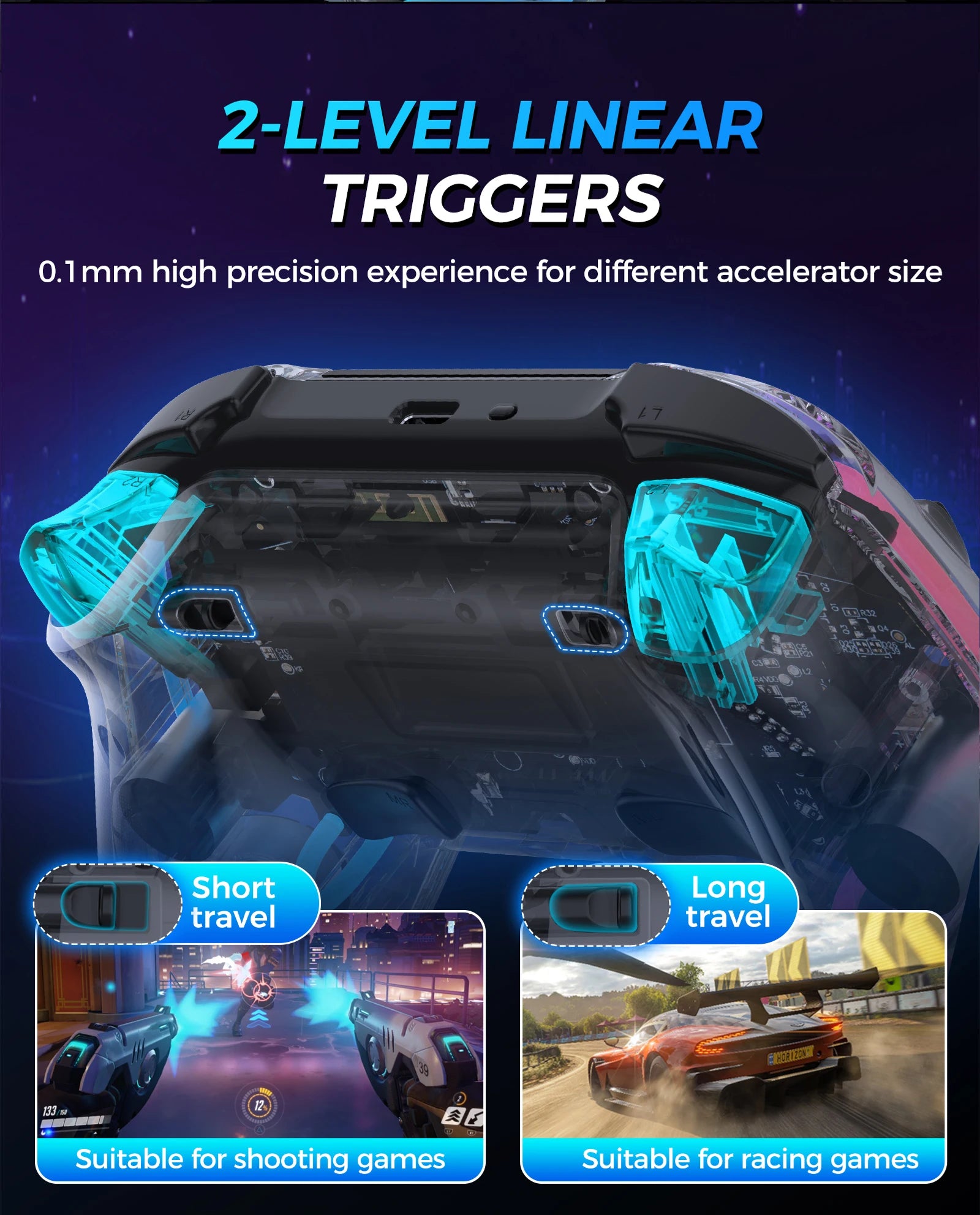 IINE Bastet Wireless Controller Compatible with PS4/Switch/PC/Android/IOS Hall Effect Joystick & Trigger With Touch Pad