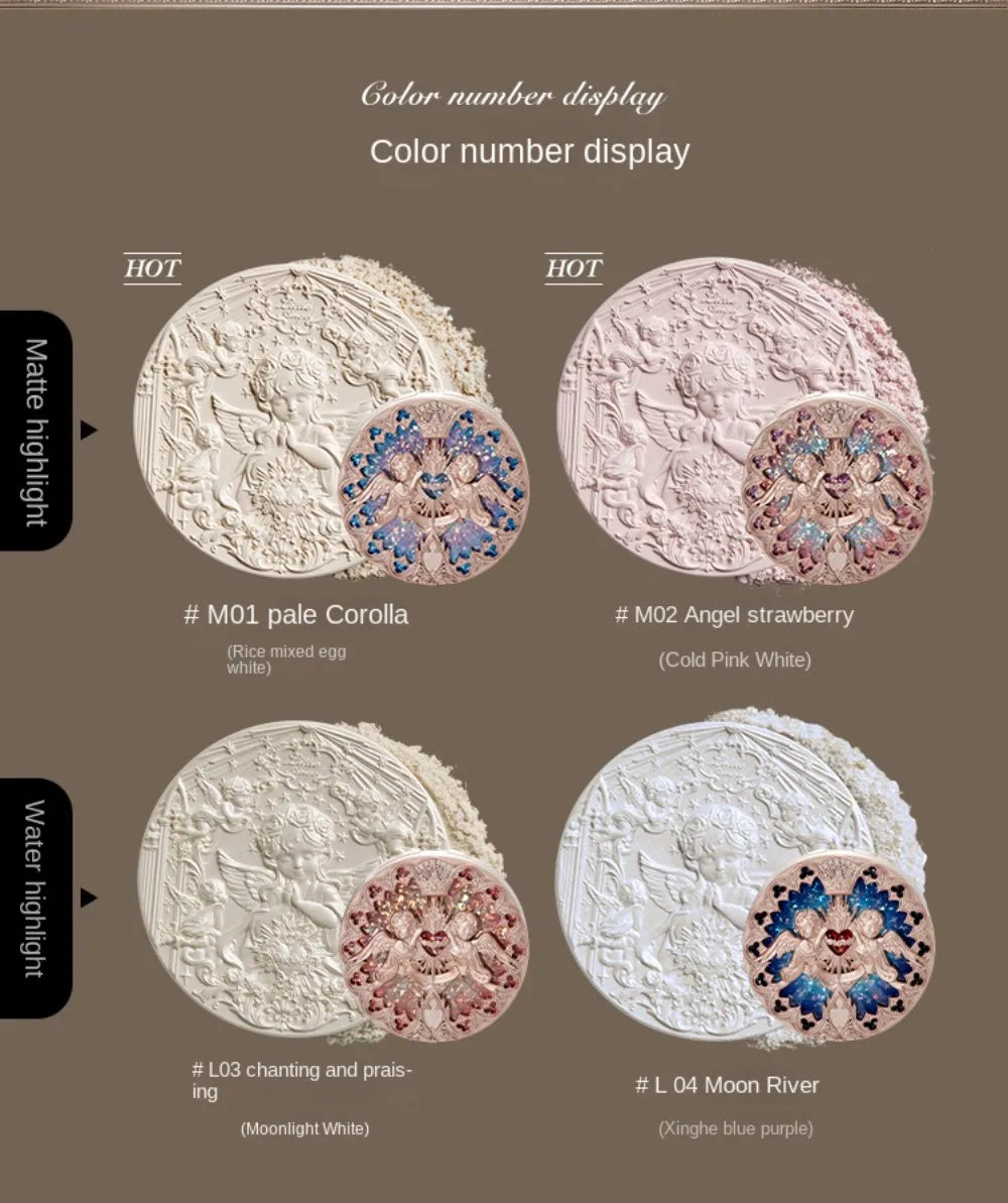 The Flower Knows Little Angel Collection Relief Highlight Face Powder iluminador Makeup Contour Highlighter Palette 8g/0.3Fl.oz