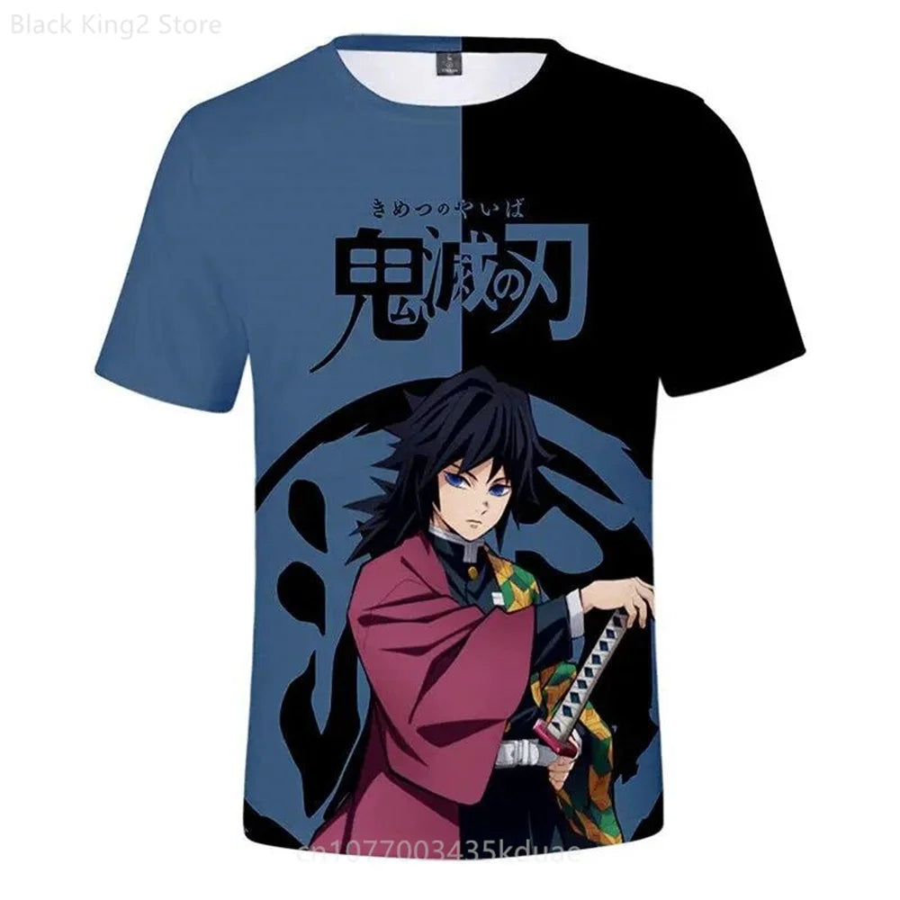 Demon Slayer Men's T-shirt Summer Cartoon Anime Manga Short Sleeve T Shirt Harajuku Boys Girl Casual Tops Oversized Men Clothing