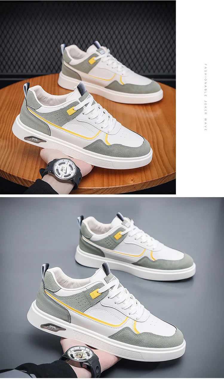 Oulylan Anti-slip Ventilate Leather Board Shoes Trendy Male Outdoor Sports Footwear Spring Comfortable Casual Versatile Sneakers