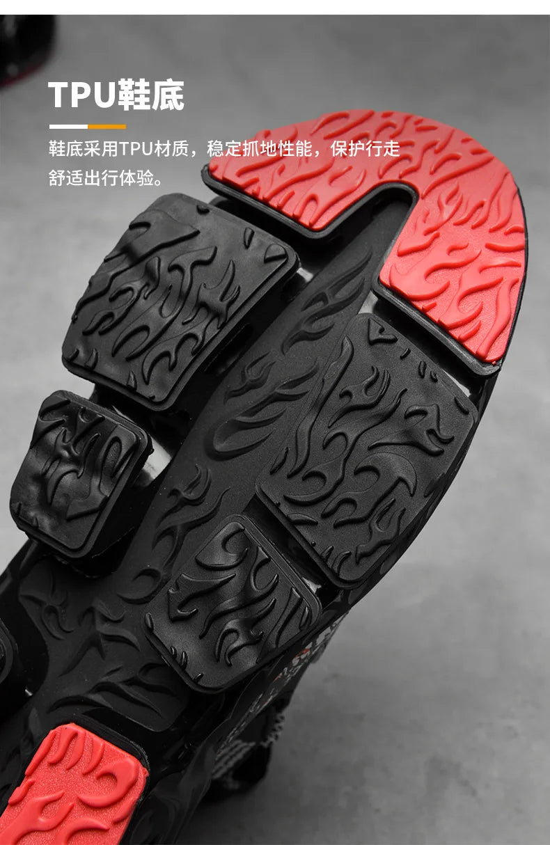 Anime and More men's running shoes with blade design and non-slip features in white and colorful accents.