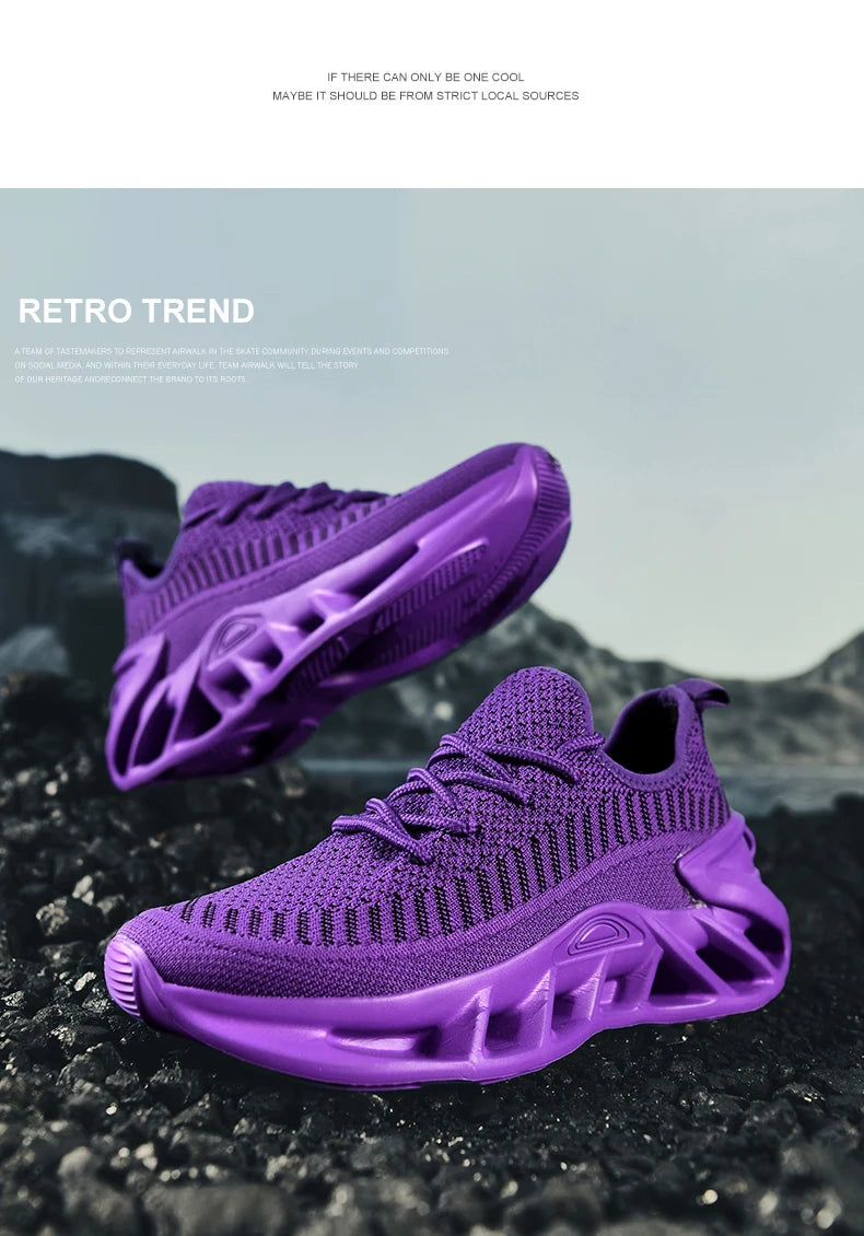 Purple lightweight mesh running shoes for women with lace-up closure and modern design.