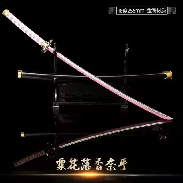 26CM Demon Slayer Sword Real Katana Swords Demon Slayer Cosplay Metal Props Weapon Anime Battle Ready No Cutting Edge Bedroom