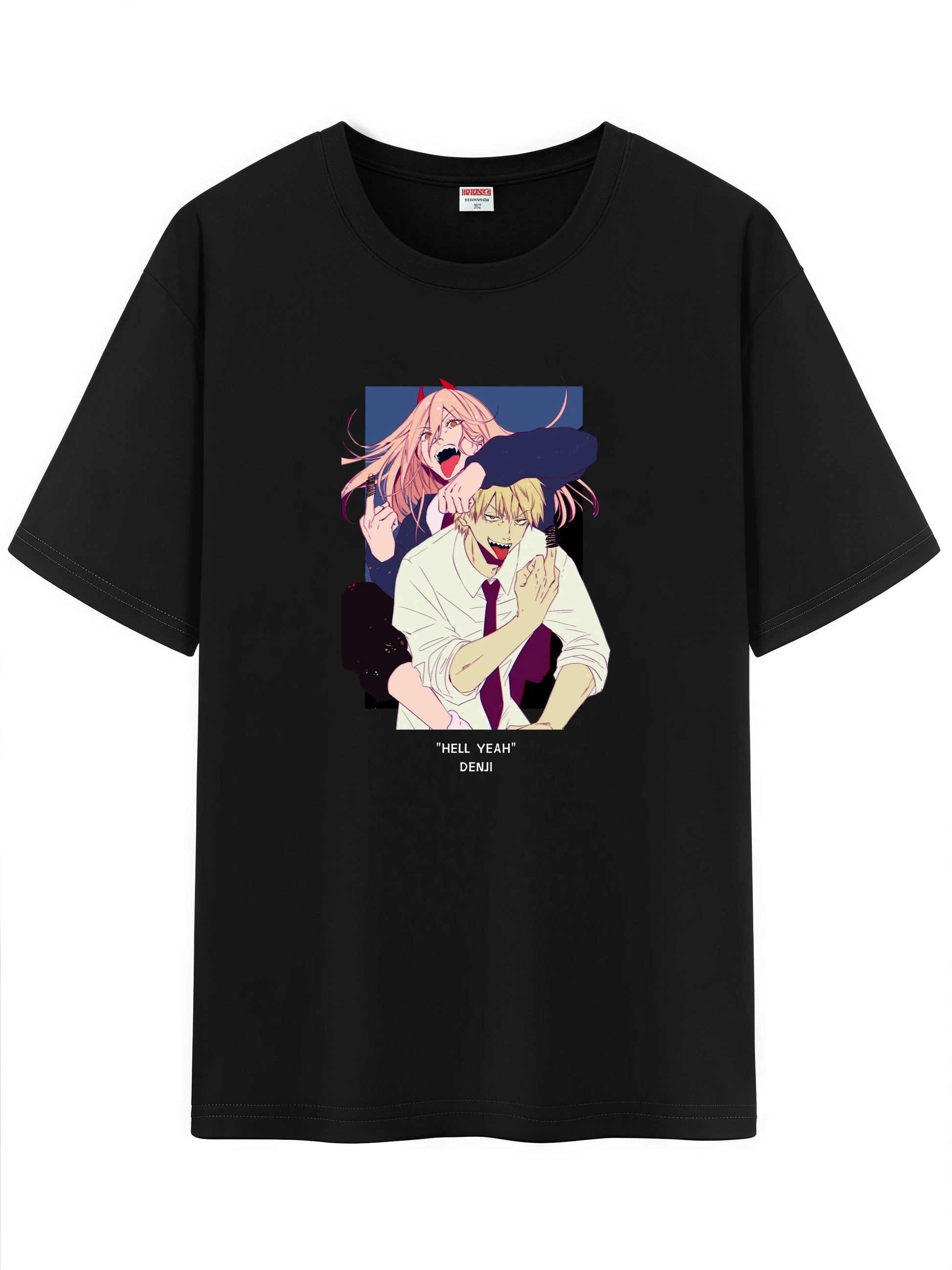 Unisex Japanese Anime Pattern T-Shirt, Chainsaw Man Denji Makima Character Graphic Short Sleeve Regular Fix Tee Shirt