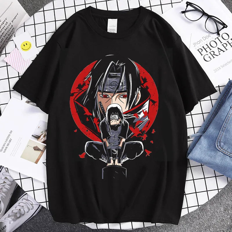 Naruto Animation Derivatives Hatake Kakashi Printed Short Sleeve T-Shirt Men's and Women's 2025 Summer Fashion Casual Cotton Top