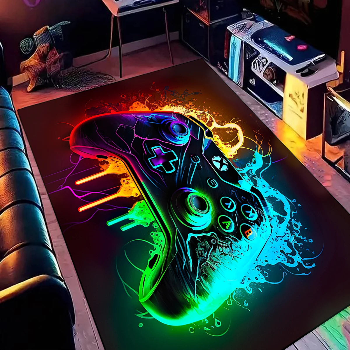 Gaming Mats Bedroom Rug Gamer Carpet Non-slip Wear-resistant Living Room Floor Mat American Laser Light Large Size Study Rug 양탄자