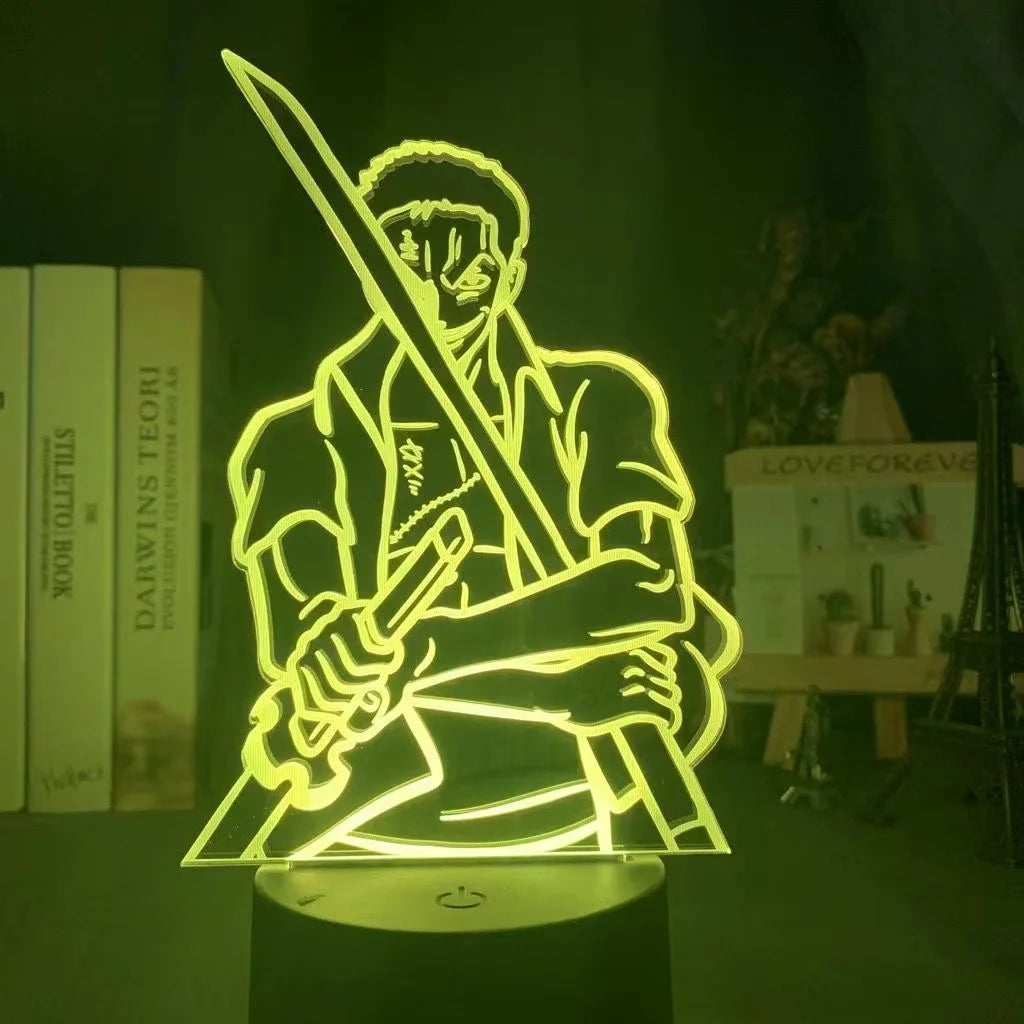 Anime ONE PIECE Led Acrylic Stand Kids Night Light Zoro Luffy Nami Action Figure for Child Bedroom Decoration Desk 3d Lamp Gift