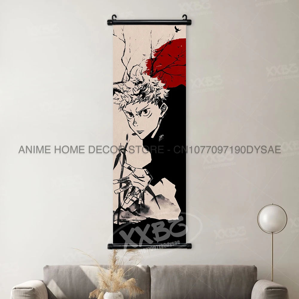 Jujutsu Kaisen Posters Gojo Satoru Canvas Scrolls Picture Panda Home Decoration Wall Artwork Fushiguro Megumi Hanging Painting