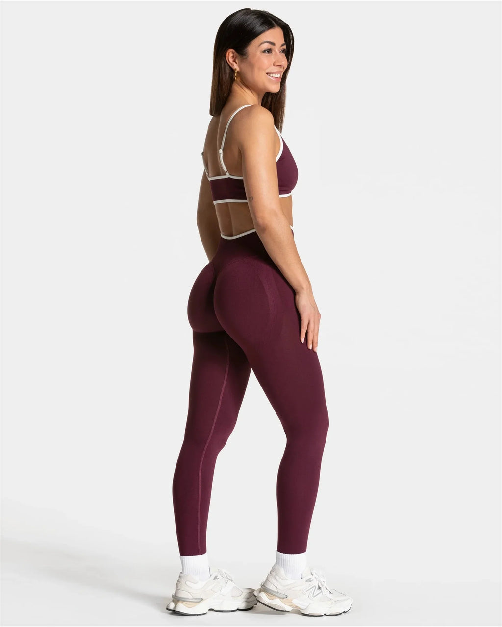Women's Seamless Gym Solid Color Sports Pants White Edge Waist Tight High Waist Hip Lifting Yoga Pants Running Exercise Pants