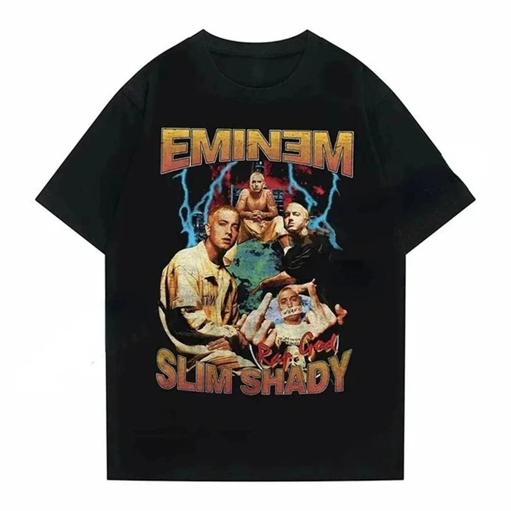 2024 Rapper Eminem T Shirt Women Men Fashion T-shirts Hip Hop Tops Tees Loose Rock Camisetas Boy Tees Summer New Unisex 82922