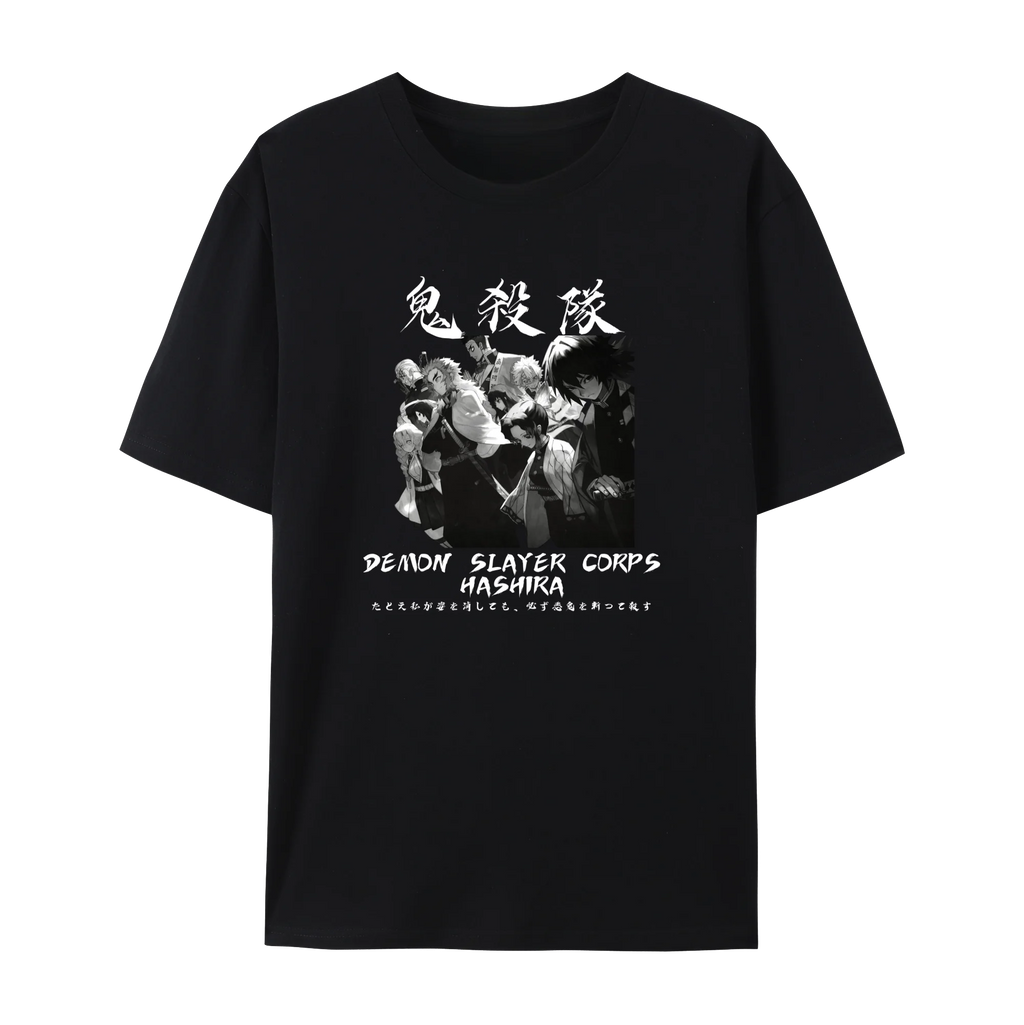 Demon Japanese Anime Slayer Unisex Short Sleeve Crewneck Shirt,Tanjiro & Nezuko Graphic Cotton T-Shirt