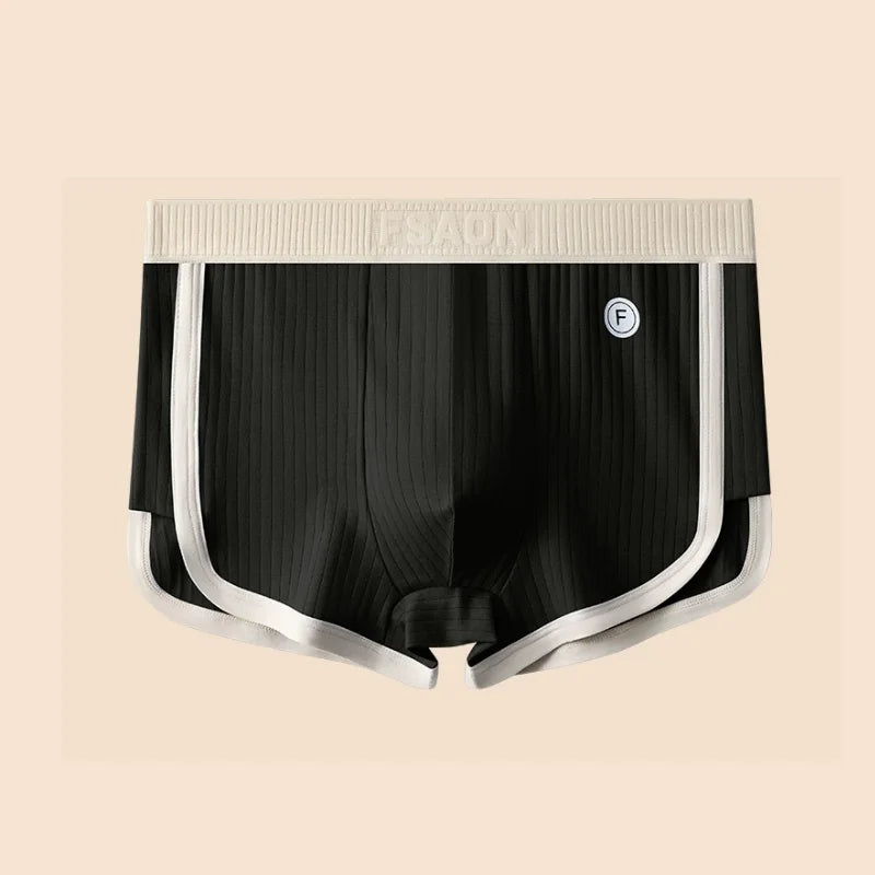 1/3PCS 100% Cotton Solid Striped Men's Boxer Sexy Breathable Mesh U Crotch Underwear High Elastic Widen Waistband Underpants