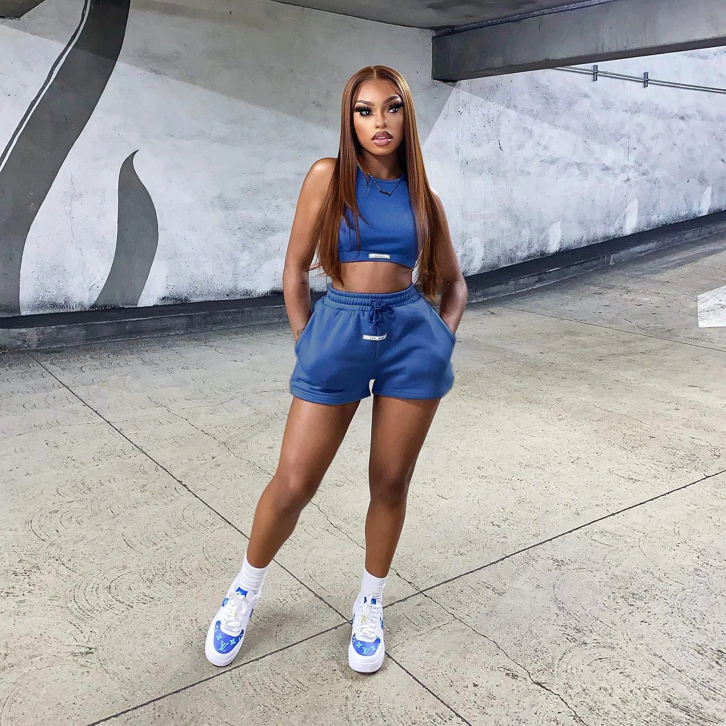 2023 Streetwear Knit 2 Two Piece Dress Sets Skirts Crop Tops Mini Skirt Matching Orange Drawstring Black Skirts Dress Suits