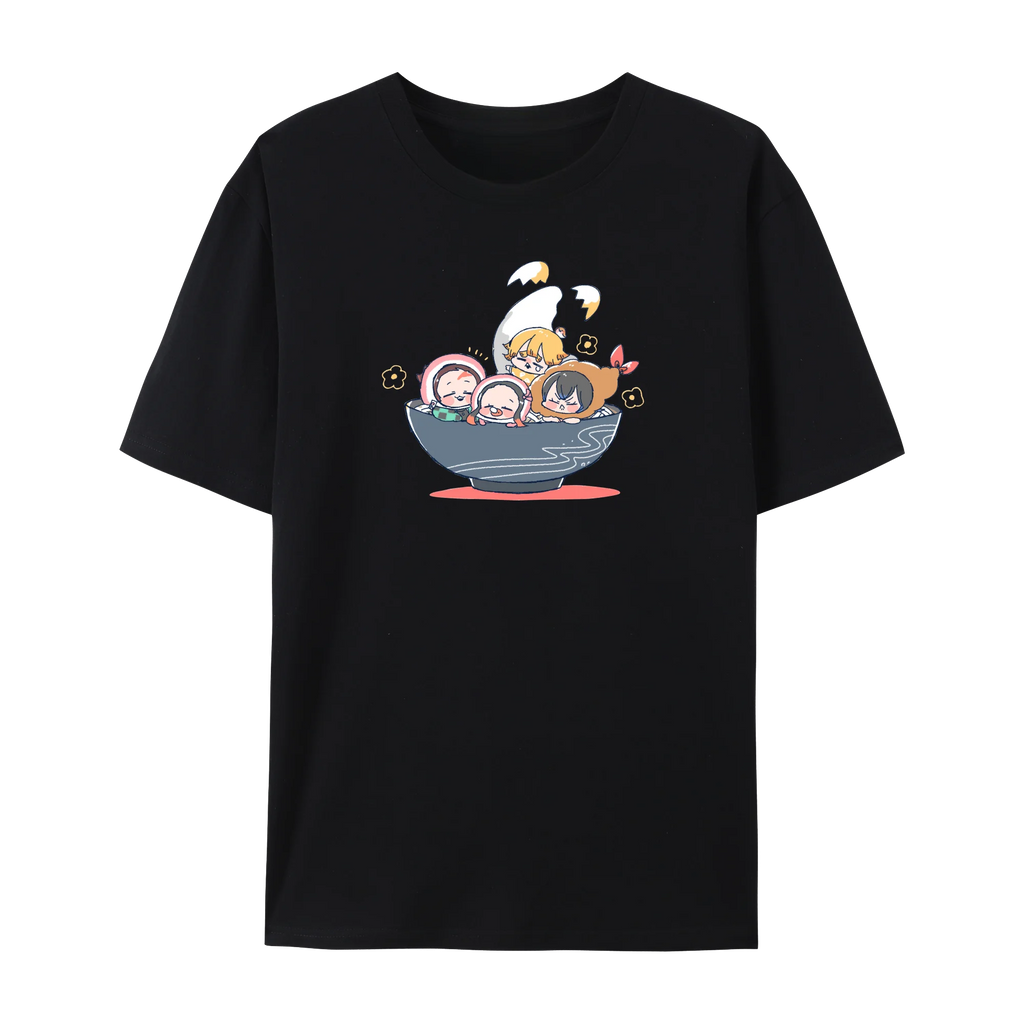 Demon Japanese Anime Slayer Unisex Short Sleeve Crewneck Shirt,Tanjiro & Nezuko Graphic Cotton T-Shirt