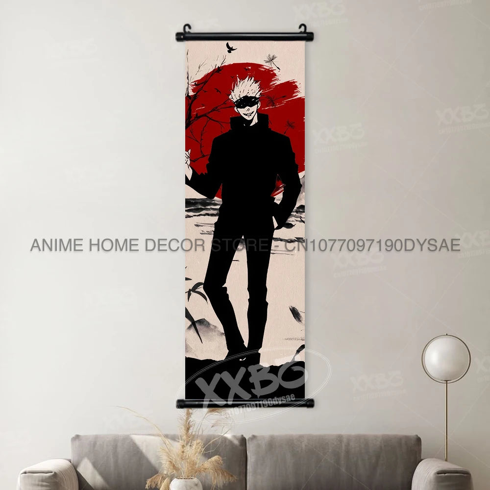 Jujutsu Kaisen Posters Gojo Satoru Canvas Scrolls Picture Panda Home Decoration Wall Artwork Fushiguro Megumi Hanging Painting