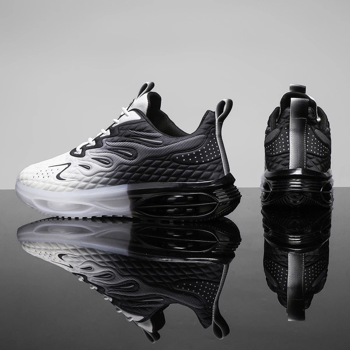 Stylish pink and white lace-up orthopedic sneakers for women with bubble sole and trendy design.