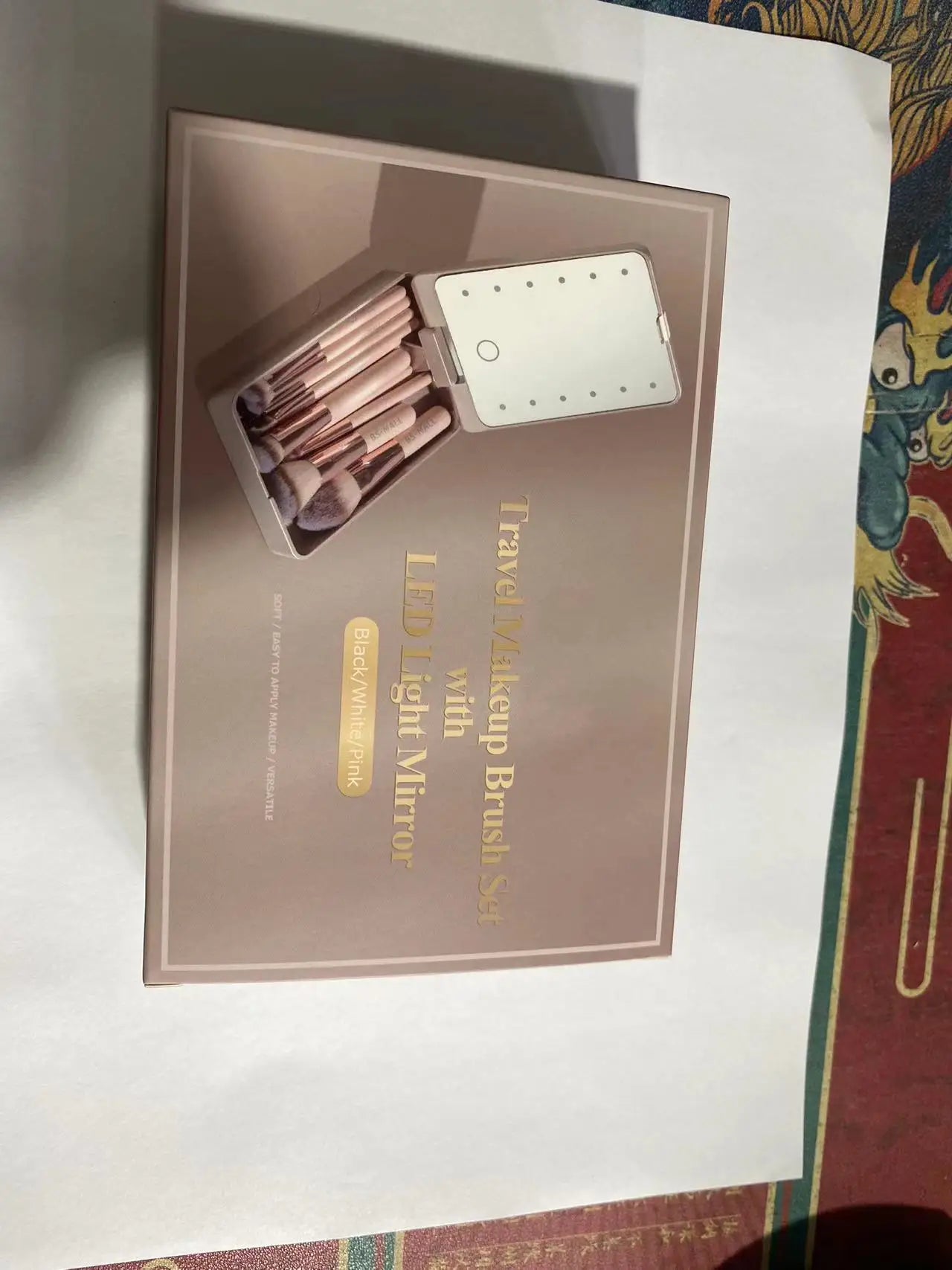 14-Piece Makeup Brush Set with Illuminated Mirror, Portable Short Handle,LED Light,USB Rechargeable Makeup Brushes Kit