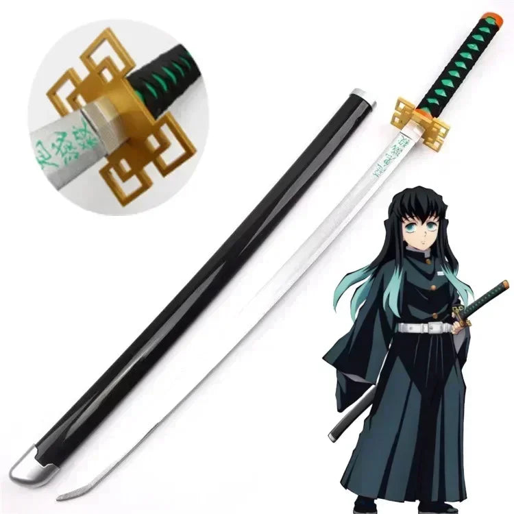 104cm Demon Slayer Katana Sword Kimetsu No Yaiba Anime Cosplay Prop Ninja Knife Real Size Japanese Katana Samurai Sabre Kid Toys