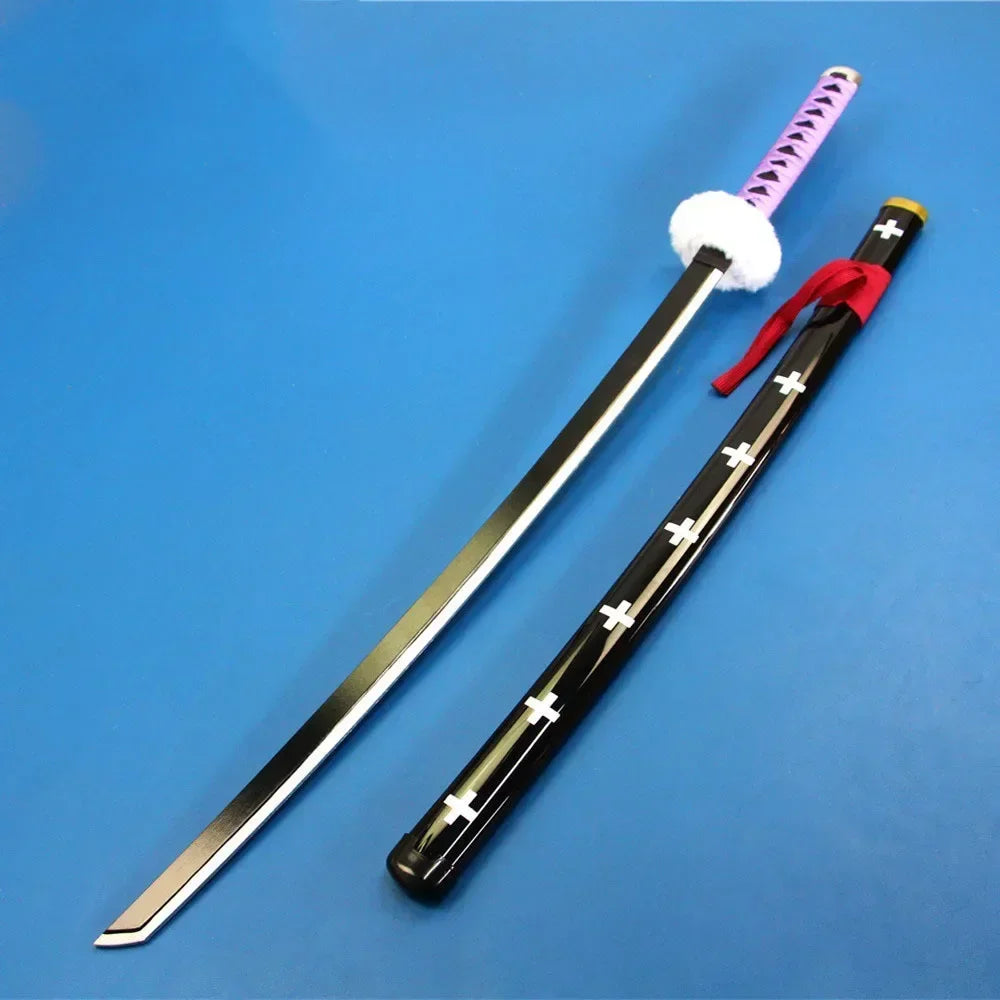 104cm Zoro Katana Sandai Kitetsu Sword Blade Anime Cosplay Prop Ninja Knife Real Full Size Japanese Katana Samurai Sabre Kid Toy