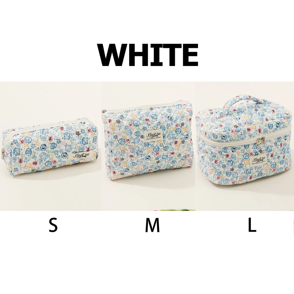 1pcs Cute Quilted Cotton Makeup Bag Women Zipper Cosmetic Organizer Cloth Handbag Box Shape Portable Toiletry Case for Girls