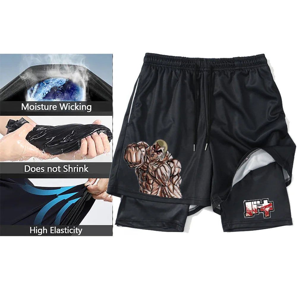 Anime 3D Printed Men's Compression Set short Sleeve Gym Top+Workout Shorts Quick Drying Breathble Athletics Rash Guard Set