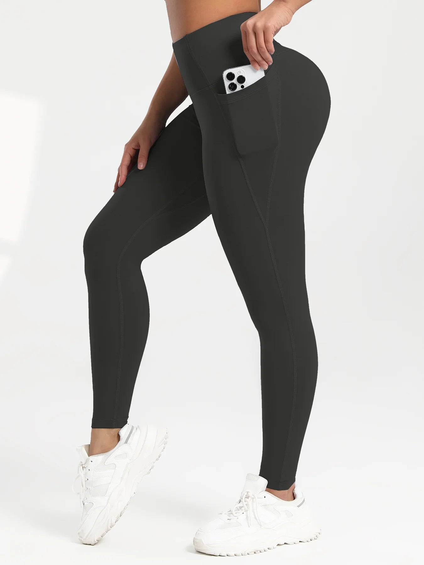 Pockets Gym Yoga Leggings Women Pure Color Casual Outdoors High Waist Skinny Leggings Of Women Running Pants