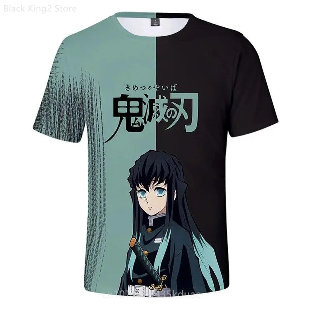 Demon Slayer Men's T-shirt Summer Cartoon Anime Manga Short Sleeve T Shirt Harajuku Boys Girl Casual Tops Oversized Men Clothing