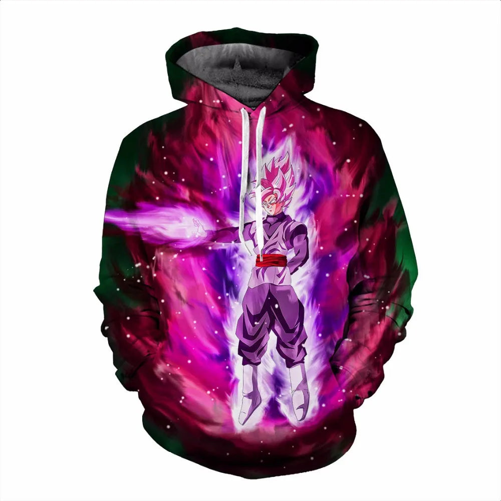 2024 3D New Anime Dragon Ball Printed Sweater Series Pullover Generation Tide Brand Hoodie Gift Pink Goku