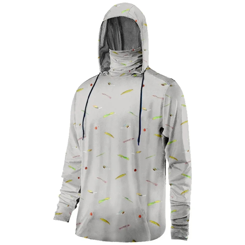 Mens Fishing Clothing It Is Good Fishing Day Printed Sun Protection Face Mask Hoodies Outdoor Sports Breathable Clothes