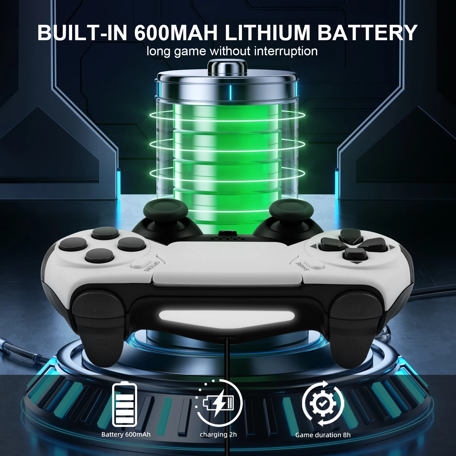 GAMINJA Wireless Controller Dual Vibration Game Joystick Gamepd For PS4 PS3 Console PC Gamepad with 6-axis Gyros