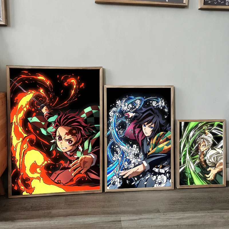Japanese Anime Demon Slayer Wall Art Poster Nezuko And Tanjiro Home Decor Prints Living Room Bedroom Canvas Painting Mural Gifts