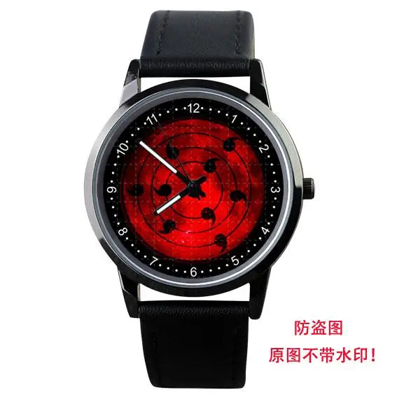 Naruto Watch Men's Electronic Watch Casual Leather Strap Waterproof Watch Animation Uzumaki Naruto Sharingan Holiday Gift Watch