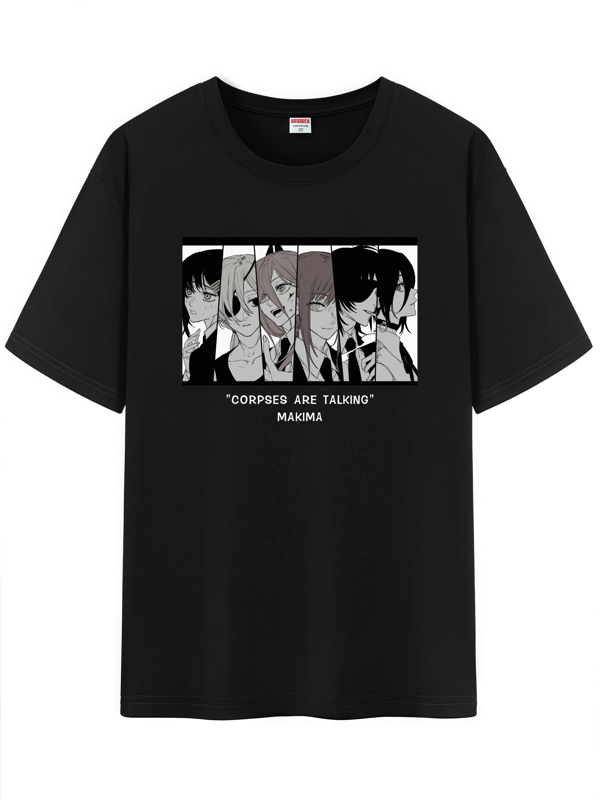 Unisex Japanese Anime Pattern T-Shirt, Chainsaw Man Denji Makima Character Graphic Short Sleeve Regular Fix Tee Shirt